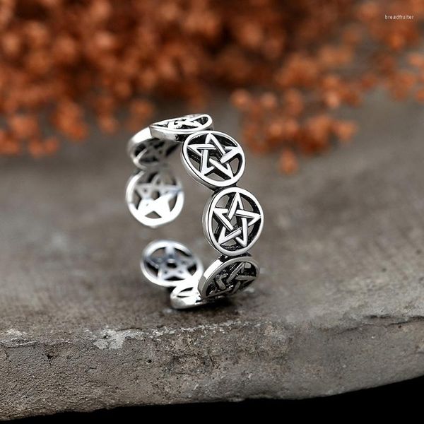 Cluster Rings Vintage Starry Universe Theme Hollow Star Finger Ancient Silver Color Opening For Men Women Simple Ring Jewelry Gift