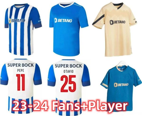 Camisolas de futebol FC Portos 2023/24 Dragon Fans versão jogador CAMPEOES PEPE SERGIO OLIVEIRA MEHDI LUIS DIAZ MATHEUS camisola de futebol guarda-redes Kits infantis