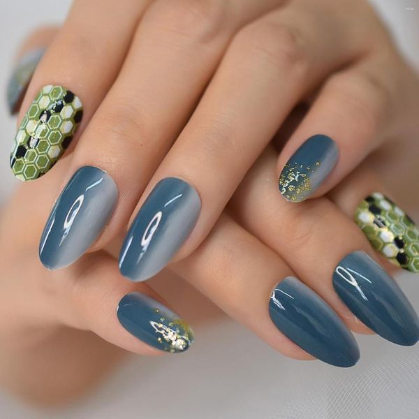 Unhas Postiças Médio Squoavl Fading Mista Ninho de Abelha Gel Dicas Decoração Mão Manequim Press On Nail Unhas Atacado