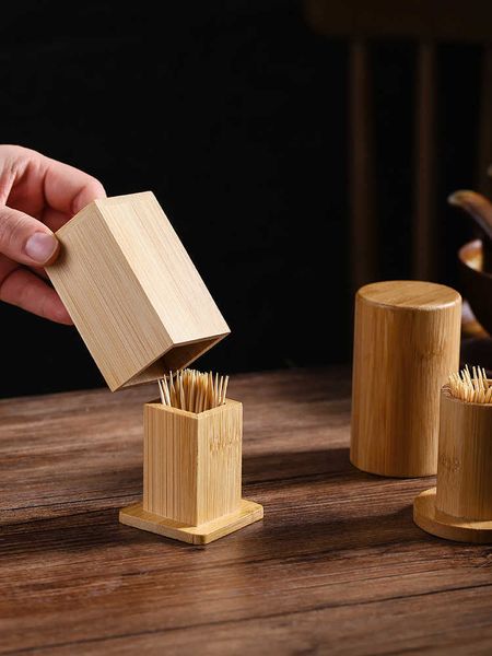 2 pezzi porta stuzzicadenti scatola di stuzzicadenti di bambù con coperchio porta stuzzicadenti di legno di bambù per la casa porta stuzzicadenti quadrati decorazione della tavola di casa