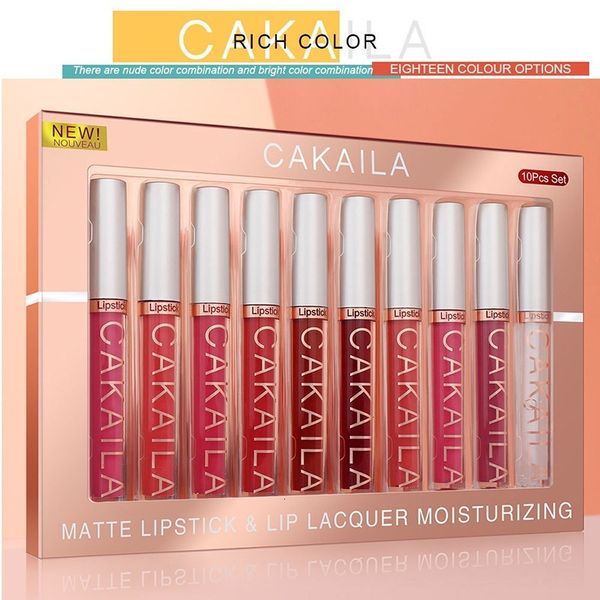 Lip Gloss 10Pcs Set Batom Líquido Matte Longa Duração Copo Antiaderente Maquilhagem Not Fade Glaze Kit Presentes Maquiagem Beleza Saúde 230801