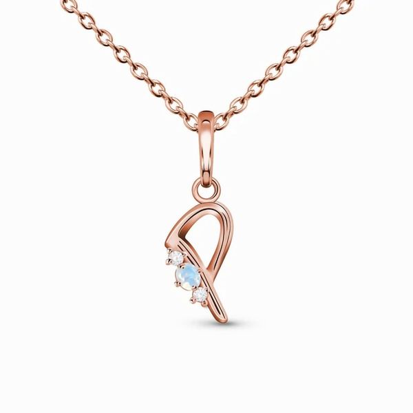 Heißer Verkauf S925 Sterling Silber Buchstabe P Mondstein Anhänger Rose Gold Halskette Damenmode Vielseitiger Schmuck