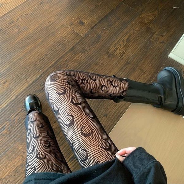 Gglies kadın çorap 1 pair kelebek ay ipek çoraplar cosplay kostümleri seksi fishnet sıkı moda siyah beyaz lolita örgü tayt