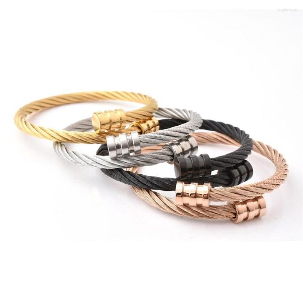 Pulseira de fio de aço titânio moda pulseira para homens mulheres hip-hop punk abertura elástica pulseiras masculinas moda casal jóias presentes