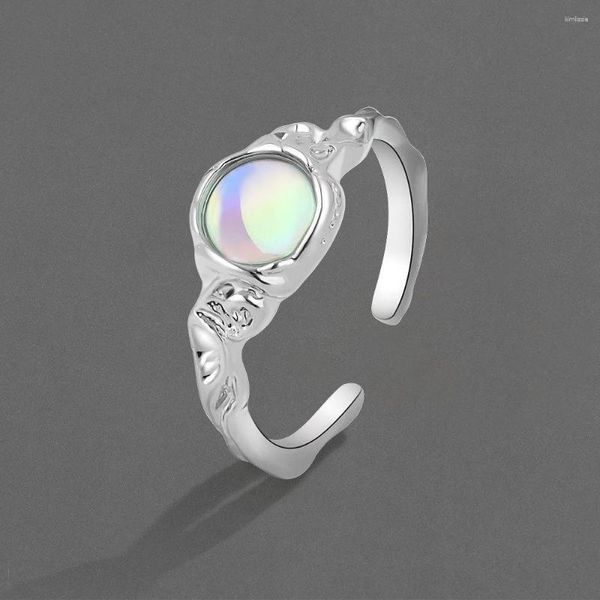 Fedi nuziali Jianery Personalità Big Simple Moon Stone per le donne Charm Engagement Men Vintage Knuckle Finger Jewelry