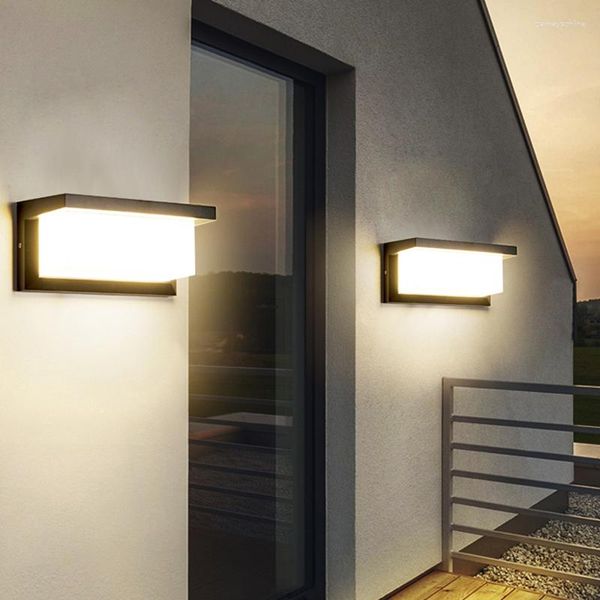 Lampada da parete Controllo della luce Sensore di movimento Esterno Ip65 Lampade da esterno impermeabili Led Portico Cortile Illuminazione da giardino Sconce