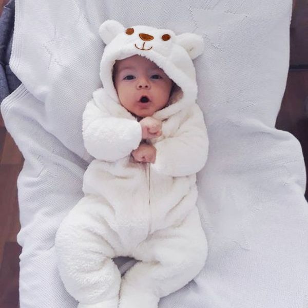 Cosplay bonito BABY born Baby Boy Girl Clothes Manga Comprida Hoddies Bear Zipper Romper Outono Inverno Wear 0 18M 230802