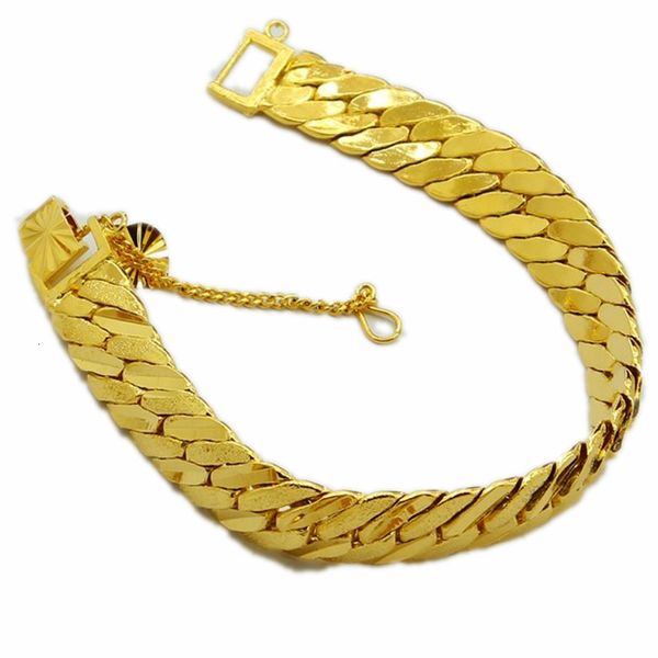 Braccialetti con ciondoli Colore oro puro Gioielli da uomo Drop Bracciale 12mm all'ingrosso per uomo 20cm Moda donna lunga 230801