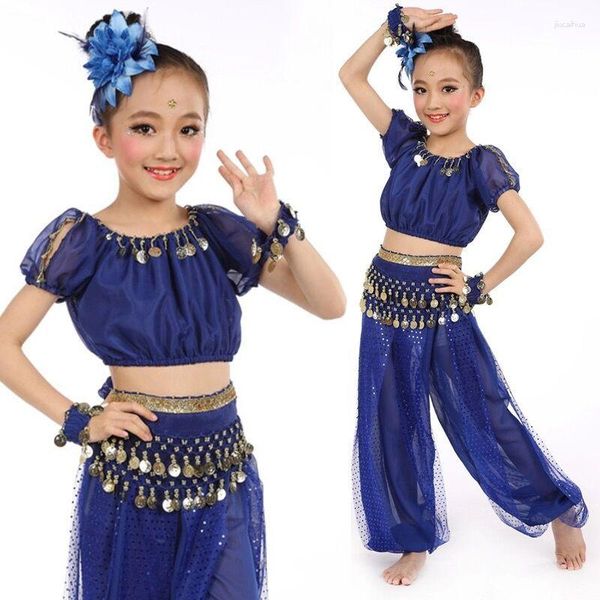 Stage Wear 2023 Costumi di danza del ventre per bambini Set Costume per bambini 5 pezzi Ragazze che ballano vestiti di danza del ventre India