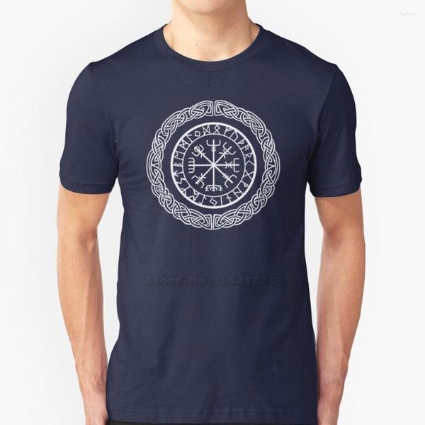 T-shirt da uomo T-shirt Vegvisir Camicia O-Collo in puro cotone Uomo Rune Vichingo Islanda Saghe norrene Gods Travel Boat Drakkar See Vikingknot Magic