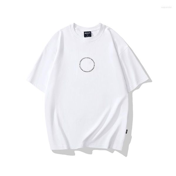 Camisetas masculinas 2023 verão algodão branco carta impressão camisa masculina casual com decote em o t-shirt básica feminina tops de alta qualidade