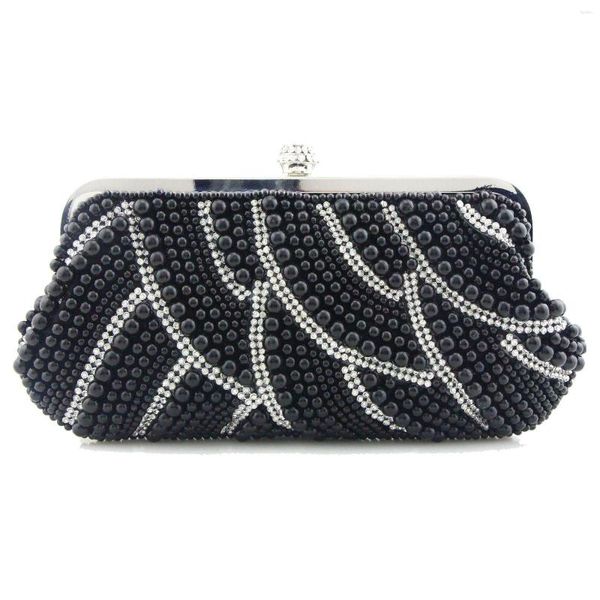 Borse da sera Elegante borsa da donna con perline di perle 2023 Borsa da donna per feste di nozze Pochette da donna 2 colori con diamante