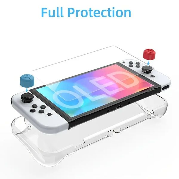 Custodia per console e accessori con proteggi schermo in vetro temperato e copripollice per Switch OLED