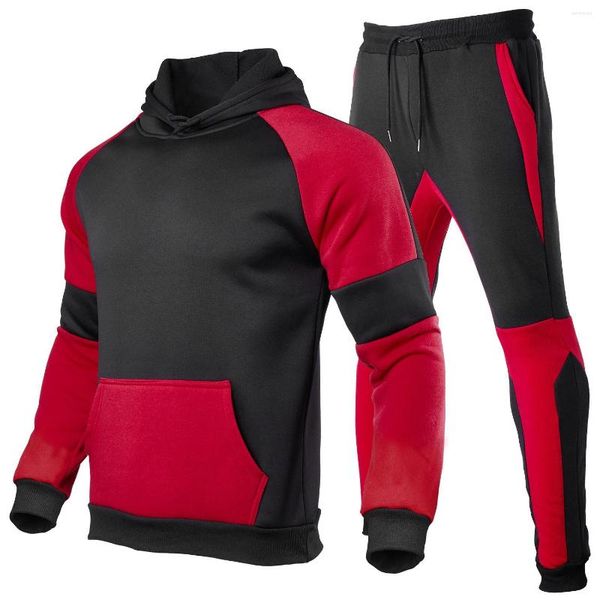 Männer Trainingsanzüge 2023 Produkte Herbst und Winter Casual Multi-Spleißen Plus Samt Off-Schulter Hoodie Anzug Mode Sport