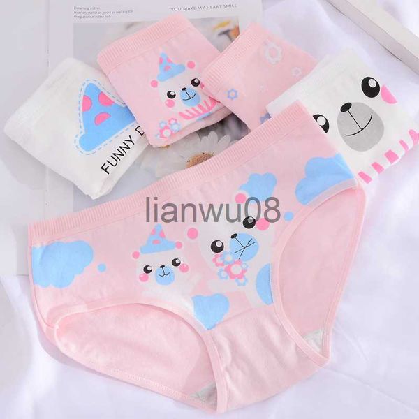 Mutandine 2022 mutandine adolescenti cartone animato stampato biancheria intima mutande rosa 3pcs briefs da ragazza comoda abbigliamento per bambini in cotone x0802