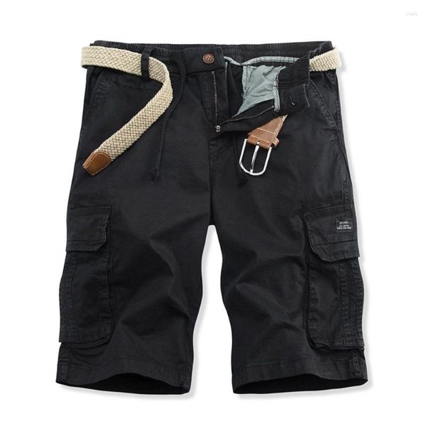 Männer Shorts Fracht Männer Streetwear Y2k Casual Schwarz 2023 Sommer Mode Seite Tasche Reithose Männliche Elastische Taille 29-40