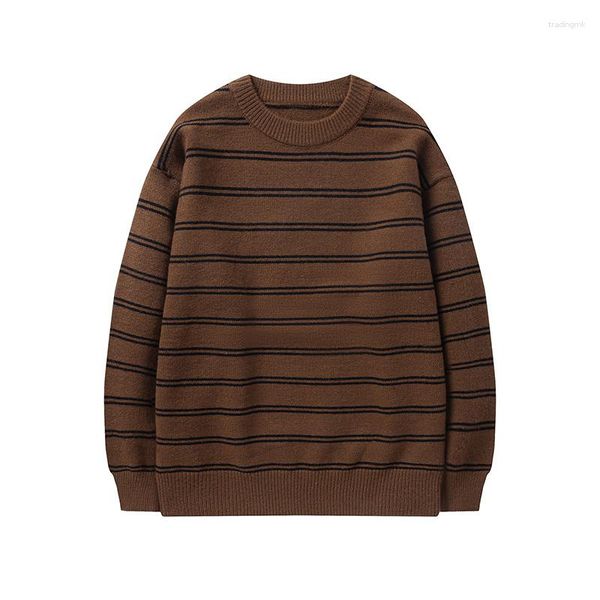 Maglioni da uomo Maglione Maschile Pullover Cotone a righe Allentato Autunno Inverno Moda Jersey Mens Harajuku Basic Boy Jumpers