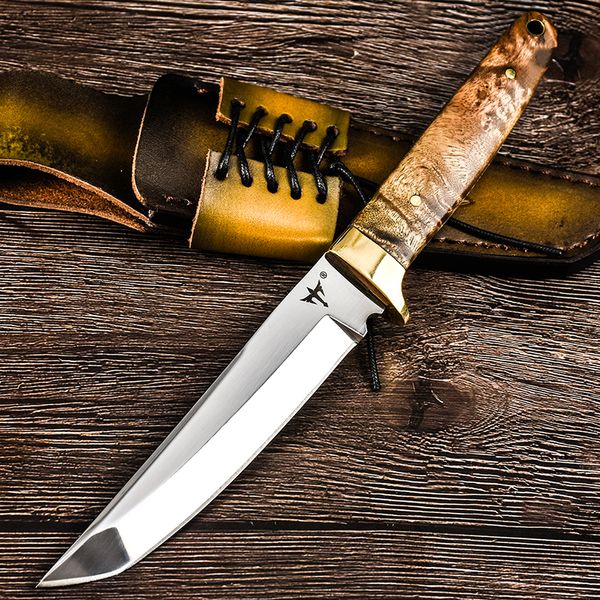 Stücke GB G1500 Überleben Gerade messer Titan Beschichtet Drop Point Klinge Outdoor Camping Wandern Jagd Taktische Messer Mit Kydex