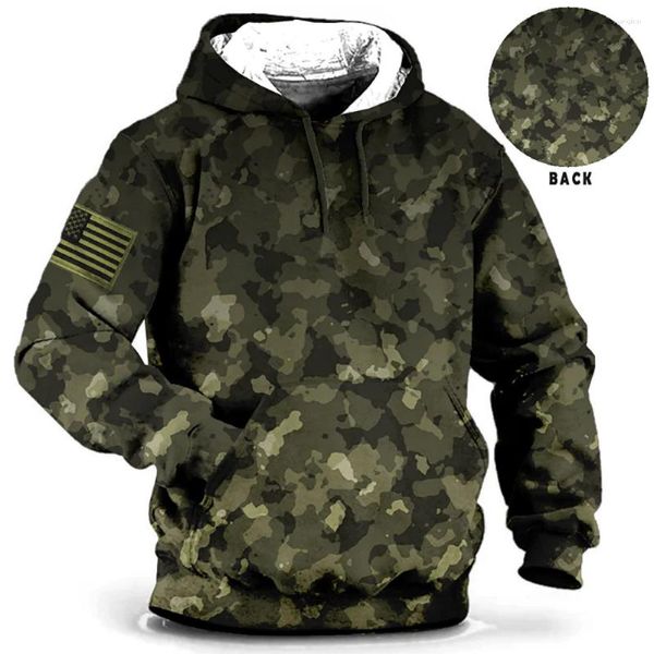 Moletom Masculino Camuflado Com Capuz Americano Oversized Sweatshirt 3D Impresso Moda Street Clothing Harajuku Casual Wear Para Mulheres