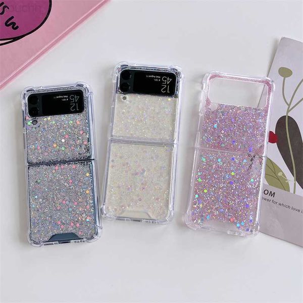 Custodie per cellulari per Samsung Galaxy Z Flip 4 3 5G F7110 F7070 Cover per telefono con glitter Bling unico L230731