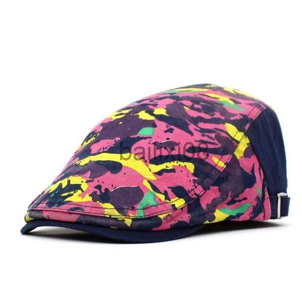 Cappelli a tesa avara Primavera Estate Camouflage Stampa Berretti da strillone Uomo Cotone Berretto con visiera piatta Donna Pittore Berretto Cappelli 14 J230802