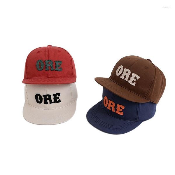 Cappellini da baseball Doit Boy Girl Berretto da baseball Big ORE Letters MARRONE Cappelli da sole per bambini Tesa piatta Bambini con visiera Snapback Gorras Bones