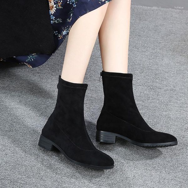 Botas curtas femininas outono e inverno 2023 moda resistente ao desgaste elástica fina infantil grande Zapatos De Mujer