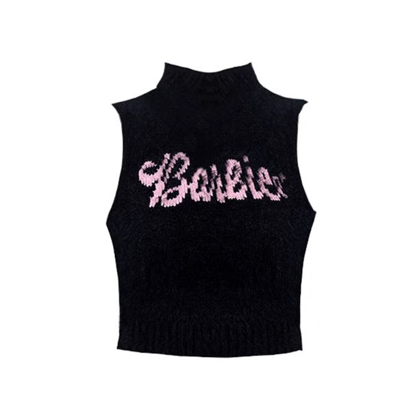 Novo design feminino gola rolê quente mohair lã tricotada sem mangas cropped top sexy camis