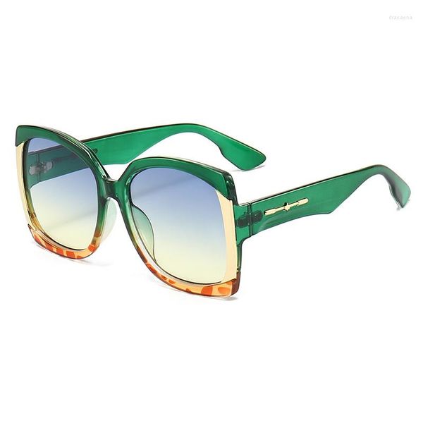 Óculos de Sol Quadrado Feminino Vintage Designer Masculino Óculos de Sol Verde Roxo Leopardo Óculos de Chá UV400 Feminino