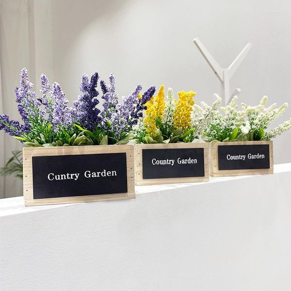 Dekorative Blumen, künstliche Lavendelpflanze in Töpfen, künstliche moderne Bauernhaus-Blumendekoration, lila für den Tisch