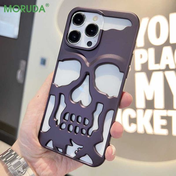 Capas de telefone celular ins 3D Ghostface Matte Phone Case para iPhone 14 ProMax Plus 13 12 11 Pro Max Fashion Skull Hollow Plating Shockproof Slim Cover L230731