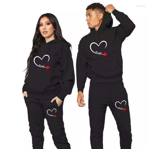 Agasalhos masculinos Moletons masculinos Moletons femininos Moletons de lã para amantes Fatos de treino para casais I'm with her Print Hoodie and pants 2 peças roupas