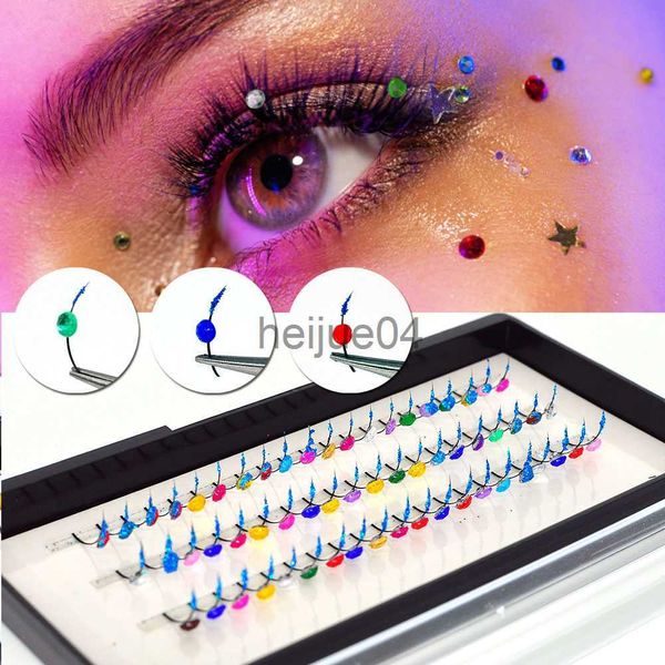 Falsche Wimpern, gemischte Farben, glitzernde Diamant-Wimpernverlängerungen, glänzende, ausgefallene Strasssteine, einzelne Wimpern für Schönheit, Party, Make-up, Feenwimpern x0802