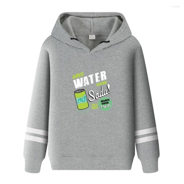 Herren Hoodies 2023 Herbst Winter Herrenmode Manschette Streifen Grau Getränk Druck Lässige Sweatshirts Unisex Langarm Pullover