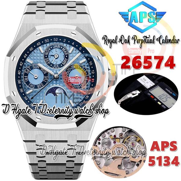 APSF APSF26574 Perpetual Calendar Cal.5134 A5134 Automatic Mens Watch Superlum Superlum Superlum Superlum Textred Dial Moon Fase Bracelet Bracelet Super Eternity Watches