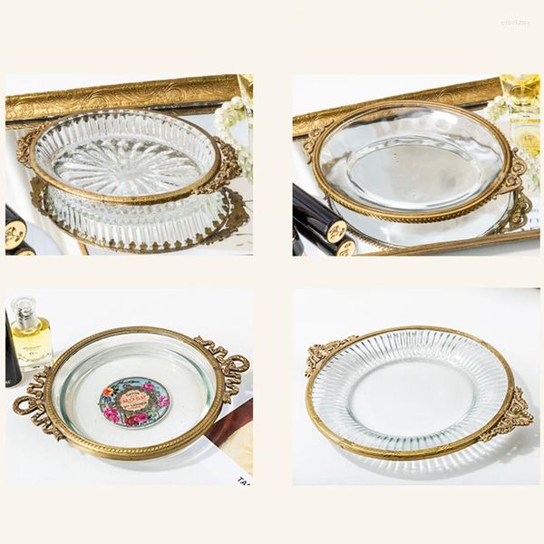 Тарелка гостиной кофейный столик домашний латунный лоток закуски с сушными украшениями для хранения ювелирных изделий