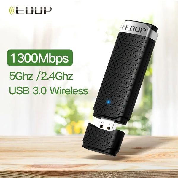 Aumente a velocidade do seu Wi-Fi com o adaptador de banda dupla EDUP LOVE USB 3.0 AC1300Mbps - compatível com Mac OS 10.6-10.15 Windows 11/10/8.1/8/7/XP/Vista