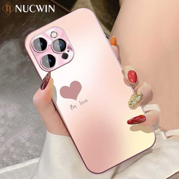 Cell Phone Cases AG Nano Matte Fashion Love Heart Handyhülle für iPhone 14 13 12 11 Pro Max 14 Pro Plus Gradient Laser Stoßfest Hard Cover L230731