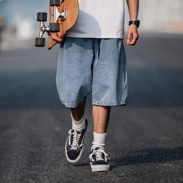 Pantaloncini da uomo Estate Y2K Abbigliamento da strada vintage Edizione coreana Denim Vita alta Lunghezza al ginocchio Gamba larga