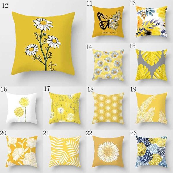 Kissen/Dekorative moderne einfache gelbe Blumenhülle Home Sofahülle Lendenkissen Lendenkissen
