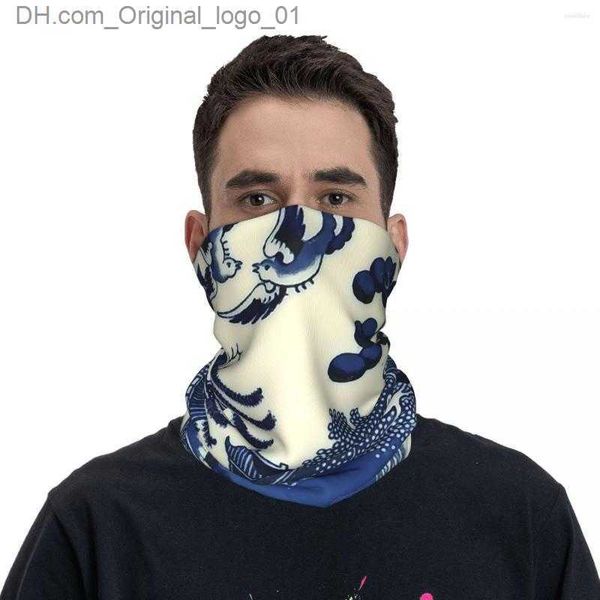 Moda Maschere per il viso Ghetta per il collo Sciarpe Antique Willow Ware Toile orientale Bandana per il collo Ghetta blu Delft Wrap Scarf Balaclava Cover Sport Z230803