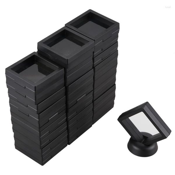 Borse portaoggetti Espositore per monete - 30 Portafoto galleggiante 3D con supporti per gioielli medaglioni neri