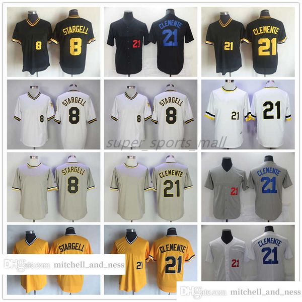 Vintage Movie Baseball Wears Jersey 8 Willie Stargell 21 Roberto Clemente 9 Bill Mazeroski 1990-1997 Jerseys Masculino Feminino Tamanho S--XXXG