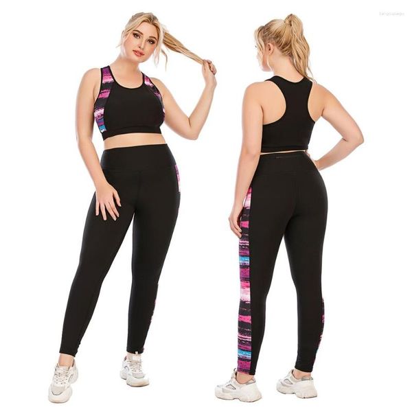 Per donna Spezzato Pantaloni Taglie forti Reggiseno sportivo Per Paffuto Tuta Collant Leggings Grandi Completi da palestra Vita alta Top da yoga Jogging Abbigliamento estivo