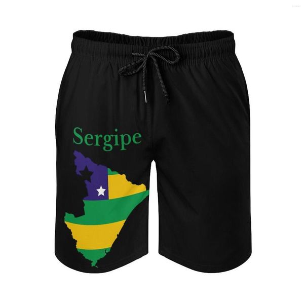 Shorts Masculino Casual Calça Praia Anime Causal Sergipe Mapa do Estado Bandeira Brasil Respirável Secagem Rápida Esportes Ajustável Cordão Solto Elas