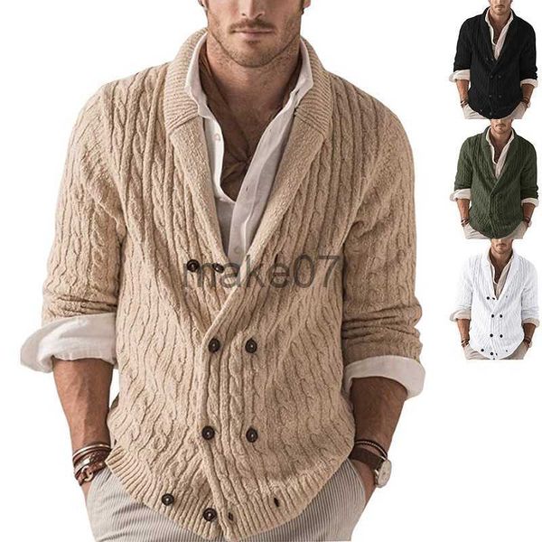 Pulls pour hommes Pulls tricotés à rayures vertes Oversize Xxl Garçons Hiver Manches longues Haut en tricot Double boutonnage Cardigan Tricots J230802