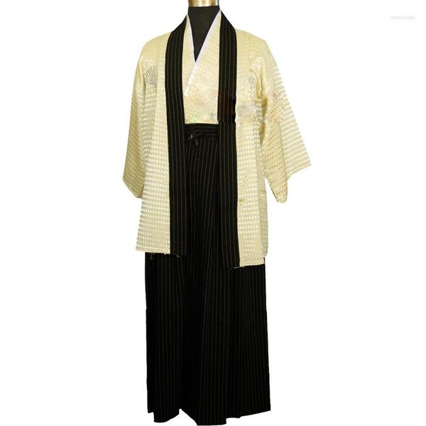 Abbigliamento etnico Japones Kimono Uomo Abito tradizionale giapponese Maschile Yukata Stage Costumi di danza Hombres Quimono Uomini Samurai