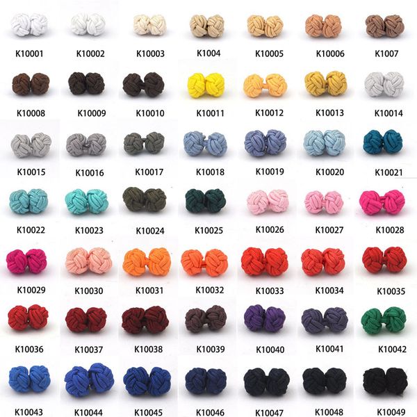 Botões de Punho 10 pares 49 Cores Tecido Elástico Multicolorido Camisa de Nó de Seda Botões de Punho DIY Trançados Feitos à Mão Bola de Corda Dupla 230801