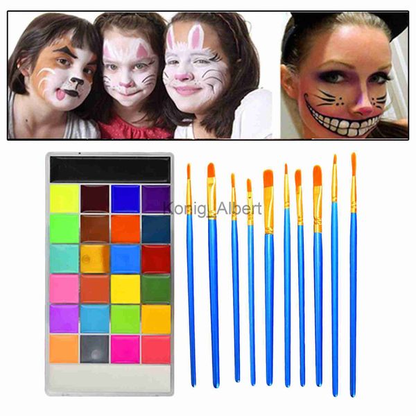 Body Paint 26 colori Face Body Painting Palette con pennelli non tossici per bambini Halloween Christmas Festival Costumi Make Up x0802