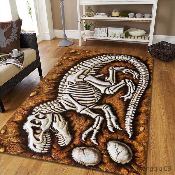 Tapetes 3D Dinosaur Fossil Art Tapete Sala de Estar Tapete Antiderrapante Decoração para Casa Quarto Infantil Tapete Corredor Varanda Porta R230802